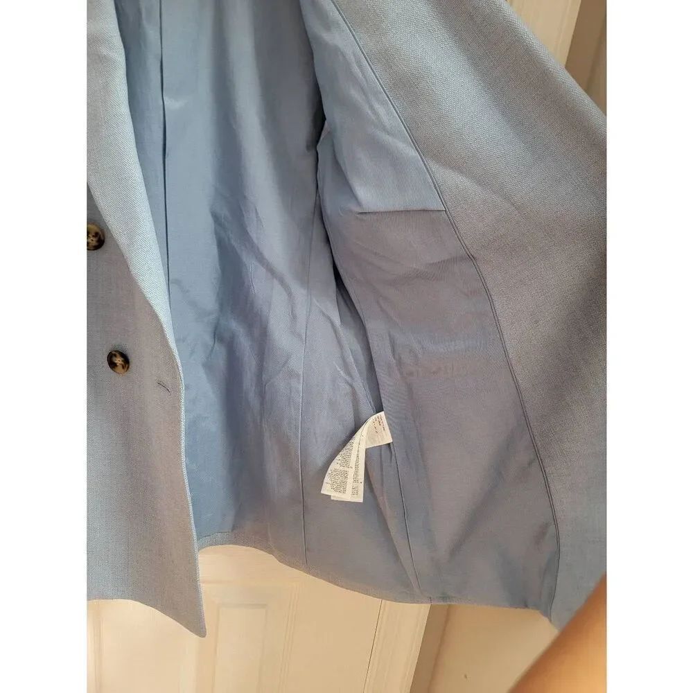 REISS Double Breasts Peak Lapel Suit Blazer In Blue Sz: 2 - Picture 8 of 12